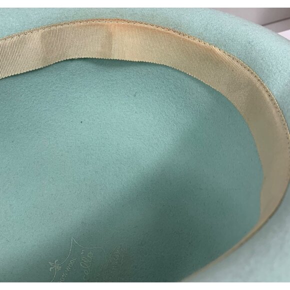 Bollman 'Excello' Pure Wool Womens Breton Hat Feather Band Foam Green Mr John - Picture 12 of 12